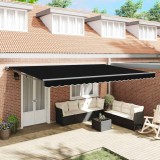 vidaXL Cortina Retractabilă Manual Negru 500x300 cm țesătură