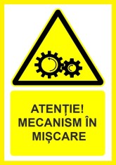 Placuta atentie mecanism in miscare foto