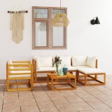 vidaXL Set mobilier grădină cu perne, 6 piese, crem, lemn masiv acacia 3057635