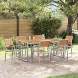 VidaXL Set de masă pentru grădină 7 pcs Gri și maro 180 x 90 x 75 cm