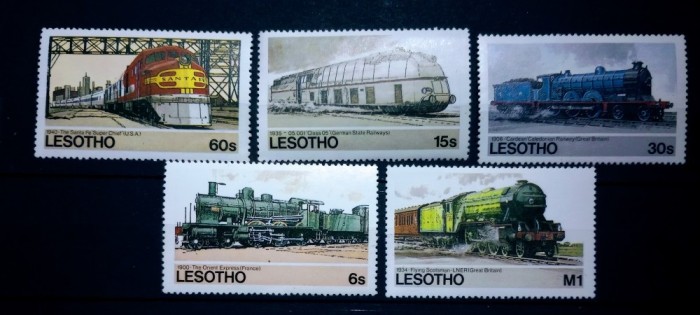 Leshoto, locomotive, transporturi 5v. nestampilata