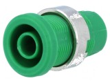 Conector banană 4mm soclu 25A 1kV verde nichelat cu izolație