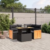 vidaXL Set mobilier de grădină cu perne, 5 piese, negru, poliratan