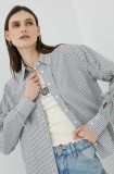 Levi&#039;s camasa din bumbac femei, culoarea gri, cu guler clasic, relaxed