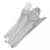 Cumpara ieftin Set 100 bucati Tris Reutilizabil - Furculita, Cutit, Lingura si Servetel