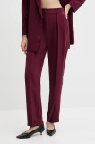 Armani Exchange pantaloni culoarea bordo, drept, high waist, XW000664 AF10872