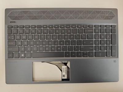 Carcasa superioara cu tastatura palmrest Laptop, HP, Pavilion 15-CS, 15T-CS, 15-CW, EBG7B015010-1, albastra, layout US foto