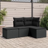 vidaXL Set mobilier de grădină cu perne, 4 piese, negru, poliratan 3249314