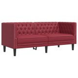 Cumpara ieftin Canapea Chesterfield cu 2 locuri, rosu vin, piele ecologica