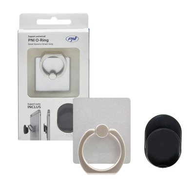 Aproape nou: Suport universal PNI O-Ring, Desk Stand si Smart Grip, Silver, suport foto