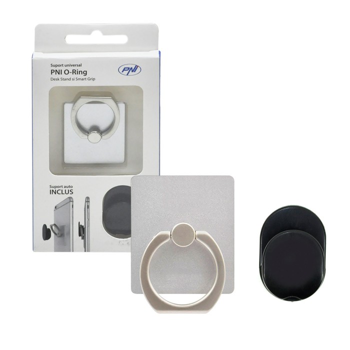 Aproape nou: Suport universal PNI O-Ring, Desk Stand si Smart Grip, Silver, suport