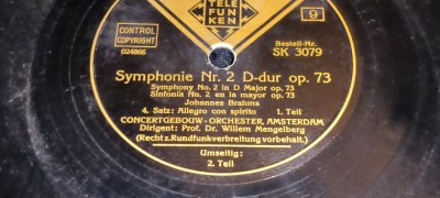 PLACA GRAMOFON / PATEFON. TELEFUNKEN SYMPHONIE NR .3 D- DUR OP. 73 P 9 - 10 foto