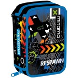 Penar echipat Mitama 3 compartimente design albastru cu negru