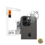 Folie de protectie Camera spate Spigen Optik pentru Apple iPhone 15 Pro Max / 15 Pro Sticla Securizata Full Glue Set 2 bucati Transparenta