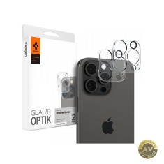 Folie de protectie Camera spate Spigen Optik pentru Apple iPhone 15 Pro Max / 15 Pro Sticla Securizata Full Glue Set 2 bucati Transparenta