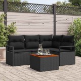 vidaXL Set de canapele pentru grădină cu pernă 5 pcs Negru Rattan poli 3347702