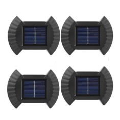 Set 4 lampi LED solare cu lumina bidirectionala pentru garduri, scari exterioare, senzor de lumina, iluminare alb cald