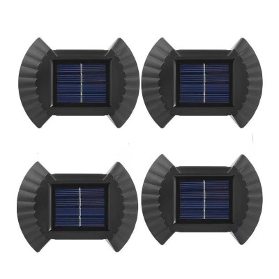 Set 4 lampi LED solare cu lumina bidirectionala pentru garduri, scari exterioare, senzor de lumina, iluminare alb cald foto