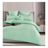 Cumpara ieftin Lenjerie de pat dublu Bumbac Finet cu Carouri 6 Piese cu Elastic, Verde Menta- SIPRT4-03