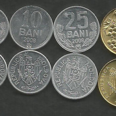 MOLDOVA SET / LOT 4 buc , 5 BANI + 10 BANI + 25 BANI + 50 BANI 2008 , a UNC