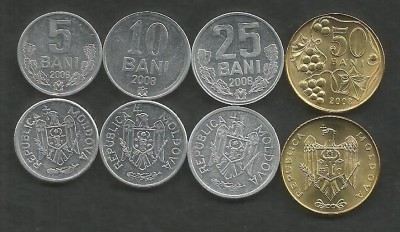 MOLDOVA SET / LOT ( 4 buc ) , 5 BANI + 10 BANI + 25 BANI + 50 BANI 2008 , a UNC foto