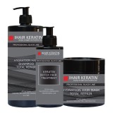 Kit Tratament Btox 300ml, Sampon 1 Litru si Masca 500 ml Black Line