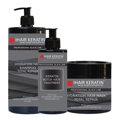 Kit Tratament Btox 300ml, Sampon 1 Litru si Masca 500 ml Black Line foto