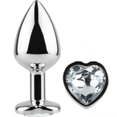SECRETPLAY - METAL BUTT PLUG CLEAR CRYSTAL HEART SMALL SIZE 7 CM foto