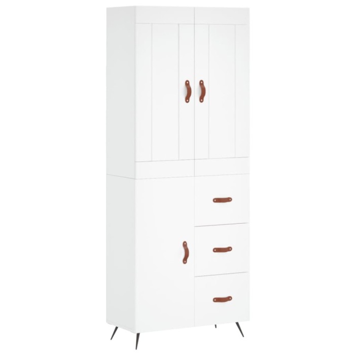 Dulap inalt, alb, 69,5x34x180 cm, lemn compozit