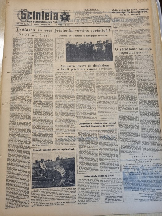 scanteia 7 octombrie 1956-art.rosiori oradea,art.tudor arghezi,CCA-progresul 4-1