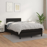 VidaXL Pat continental cu saltea, negru, 120x200 cm, piele ecologică