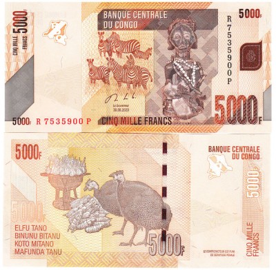 Congo 5 000 Francs 2020 P-102 UNC foto