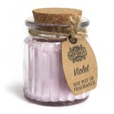 LUM&Acirc;NARE PARFUMATĂ DIN CEARĂ DE SOIA &Icirc;N PAHAR CU DOP DE PLUTĂ | VIOLETE