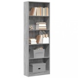 Gossi biblioteca, gri sonoma, 60x24x176 cm, lemn prelucrat