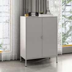 Dulap, en.casa, PXSL-0178 Hailuoto, 110 x 80 x 40 cm, otel, gri deschis, cu 2 rafturi HausGarden Leisure foto