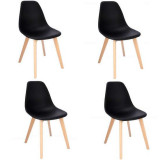Set 4 scaune bucatarie/living, PP, lemn, negru, 46x52x82 cm, Ada, Jumi GartenVIP DiyLine