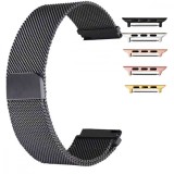 Curea metalica compatibila Apple Watch 9|8|7|6|5|4|3|2|1 Series, 49mm|45mm|44mm|42mm,Milanese Loop, Negru