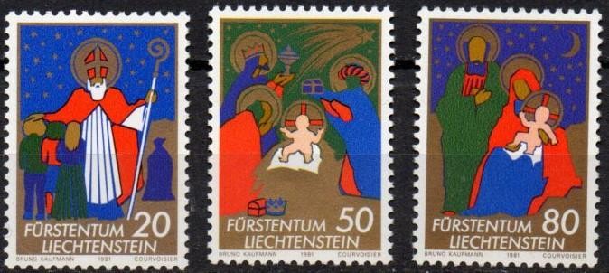 LIECHTENSTEIN 1981, Craciun, Arta, serie neuzata, MNH