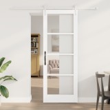 Set ușă glisantă vidaXL cu set de hardware alb 78x211 cm din lemn de pin