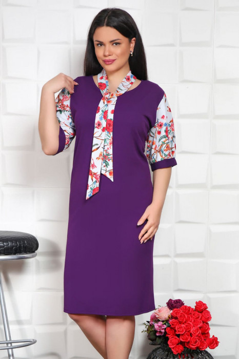 Rochie cu Esarfa Elesabeta Mov - 54Marimea