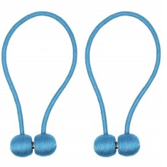 Set 2 magneti decorativi pentru perdele si draperii, tip snur, poliester, 44 cm - Albastru