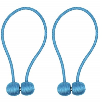 Set 2 magneti decorativi pentru perdele si draperii, tip snur, poliester, 44 cm - Albastru foto