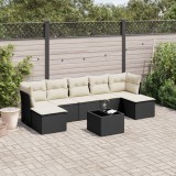 Cumpara ieftin Set mobilier de grădină cu perne, 8 piese, negru, poliratan