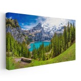 Tablou peisaj munte lacul Oeschinen Elvetia 1759 Tablou canvas pe panza CU RAMA 70x140 cm