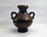 vas CHIUP oala cu 2 torti ceramica glazurata verde olive stantata 2995 inaltime de 28 cm vtg decorativ anii &#039; 70