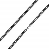 Lanț negru din oțel 316L &ndash; zale rotunde răsucite, tehnologie de acoperire PVD, 3 mm - Lungime: 485 mm