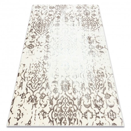 Covor CORE 247A Ornament Vintage - structural, două niveluri de l&acirc;nă, cremă / maro, 180x270 cm