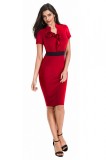 V853-3 Rochie office chic stil bodycon cu decolteu accesorizat, M/L