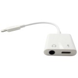 Adaptor XO-NB172B mufa lightning la lightning (incarcare) si jack 3.5 mm (conectare casti) alb, pentru Apple