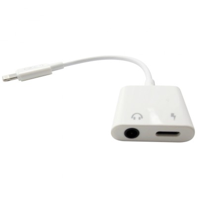 Adaptor XO-NB172B mufa lightning la lightning (incarcare) si jack 3.5 mm (conectare casti) alb, pentru Apple foto